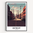 Detroit Retro Travel Illustration