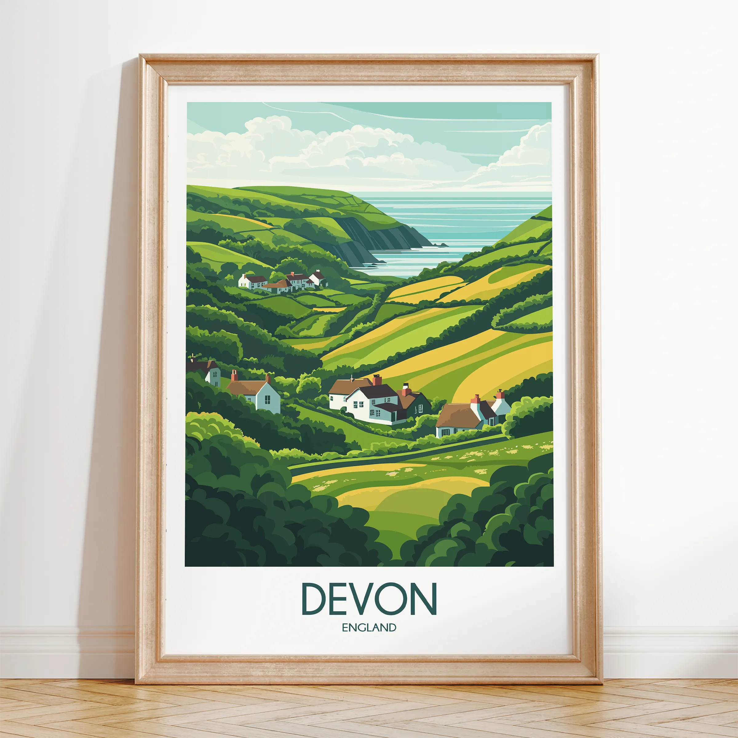 Devon Retro Travel Illustration
