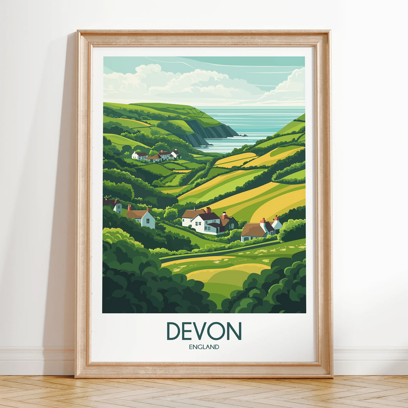 Devon Retro Travel Illustration
