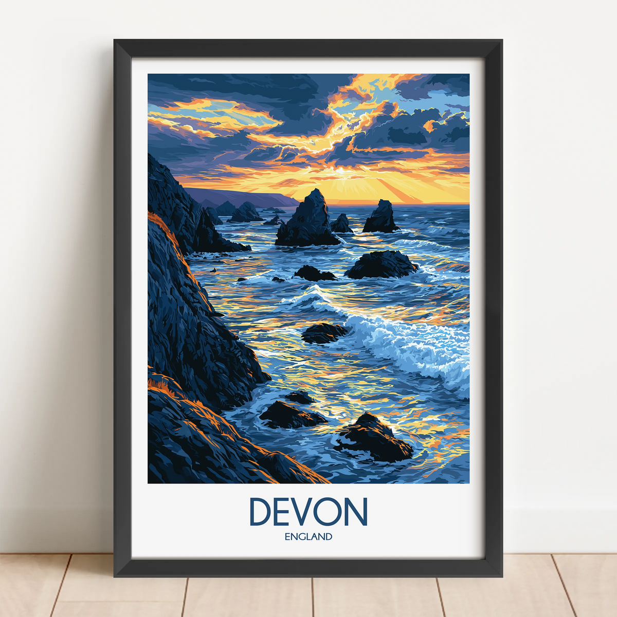 Devon Retro Travel Illustration