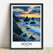 Devon Retro Travel Illustration