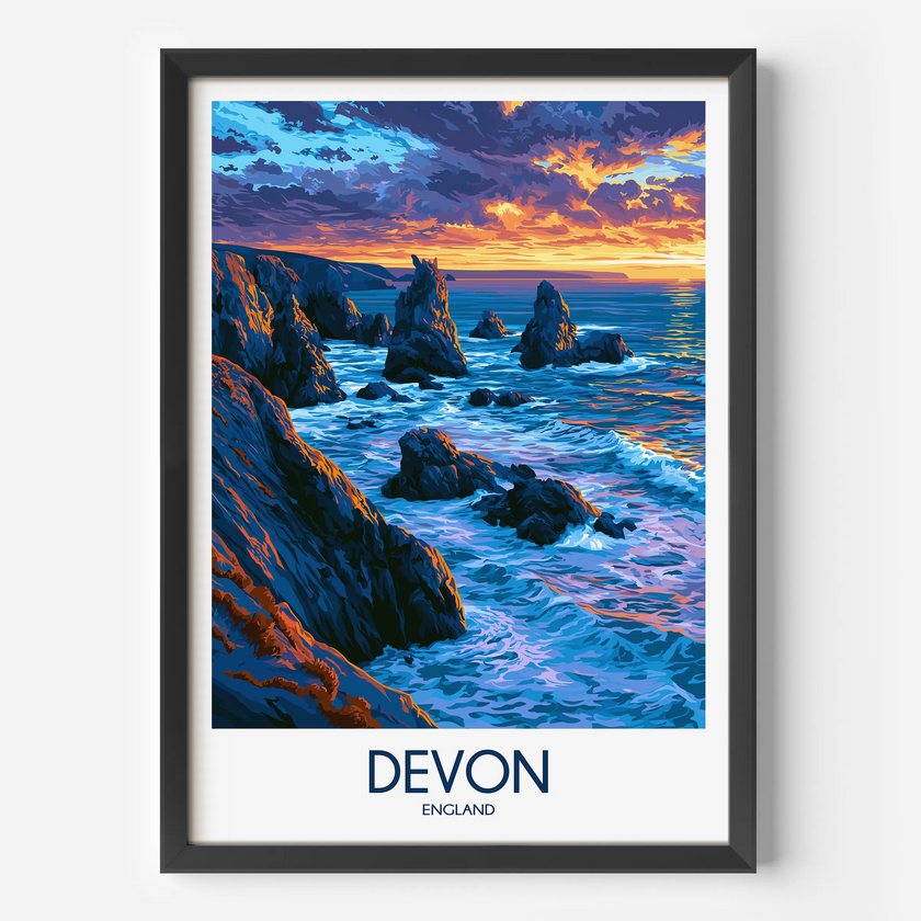 Devon Retro Travel Illustration