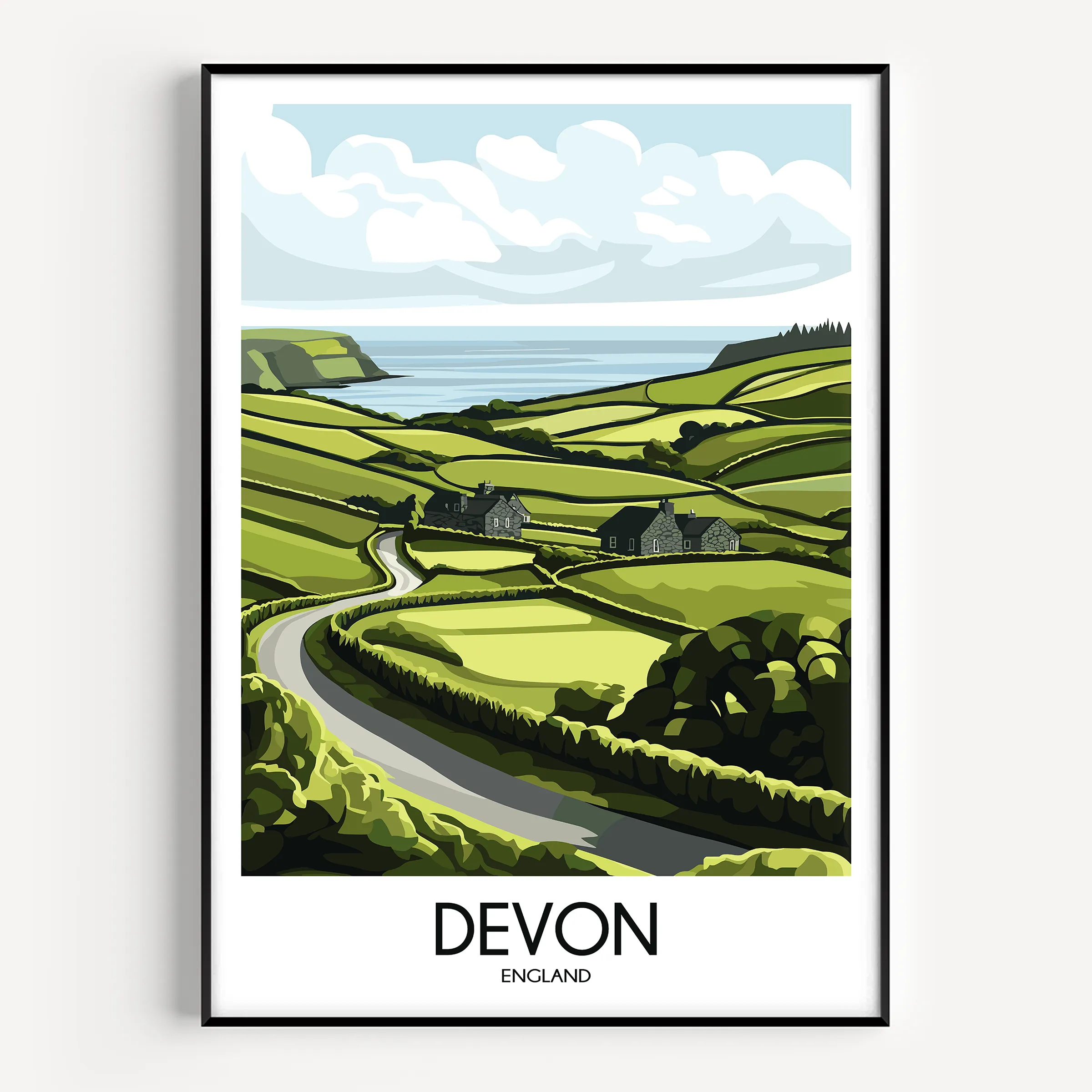 Devon Retro Travel Illustration