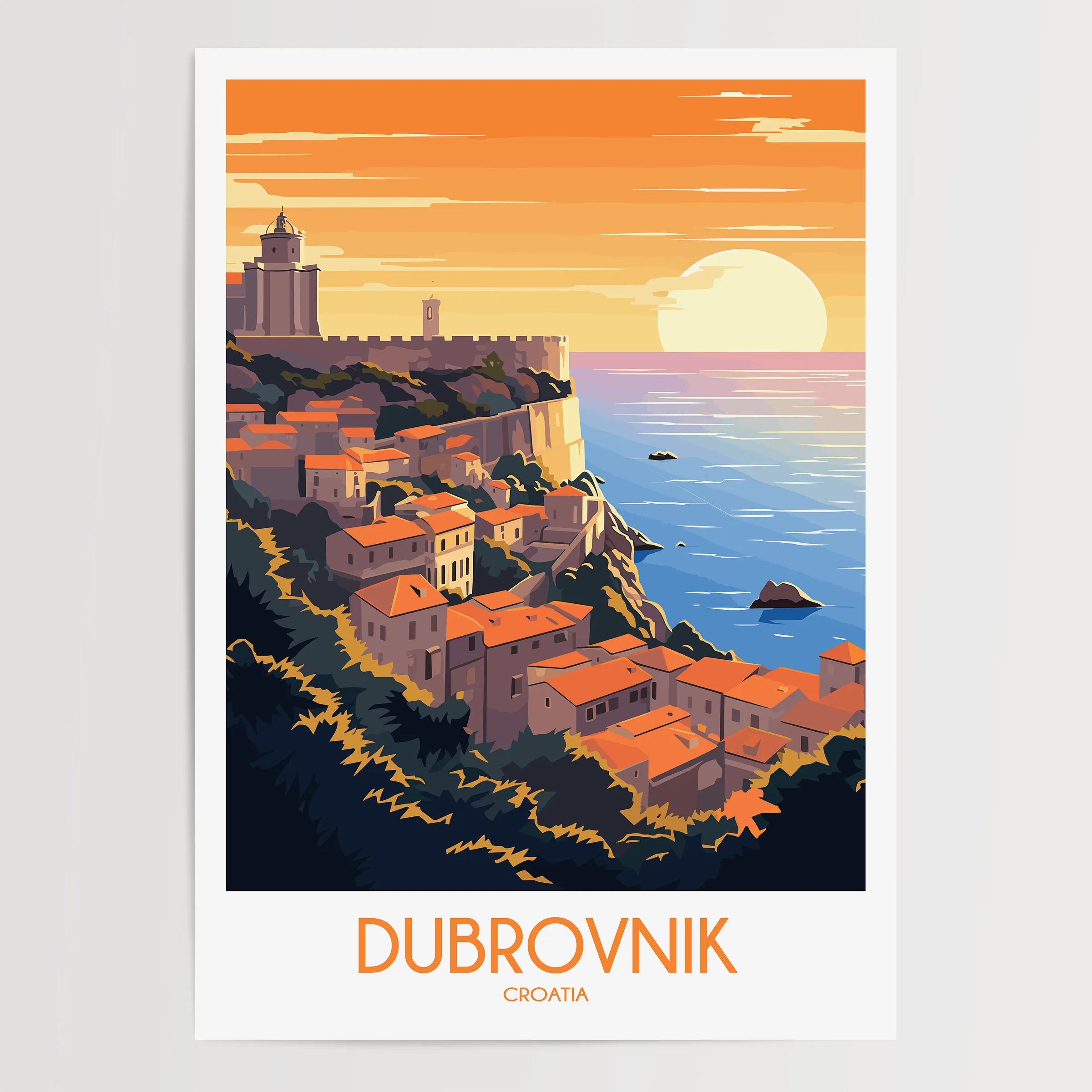 Dubrovnik Retro Travel Illustration