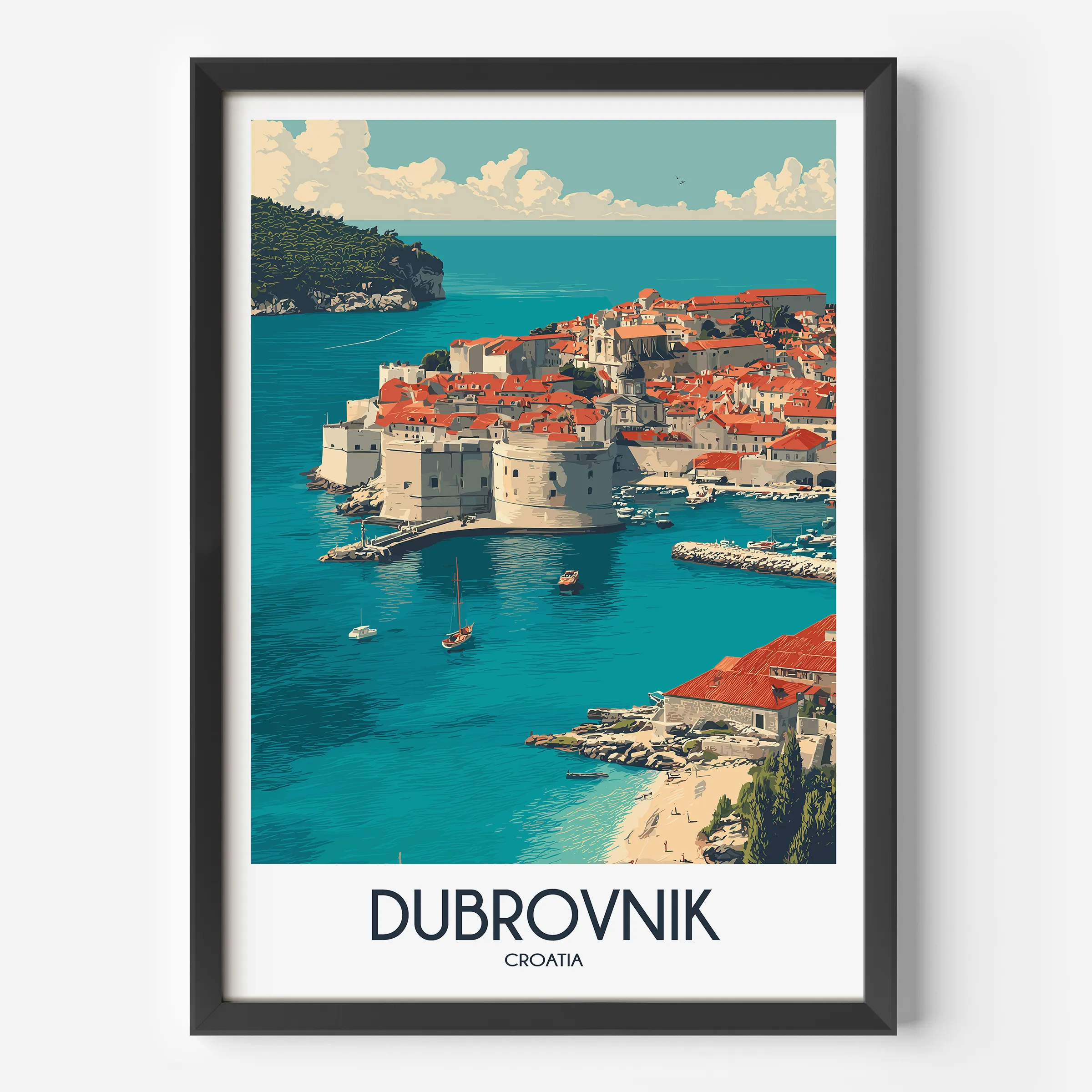 Dubrovnik Retro Travel Illustration