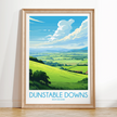 Dunstable Downs Retro Travel Illustration