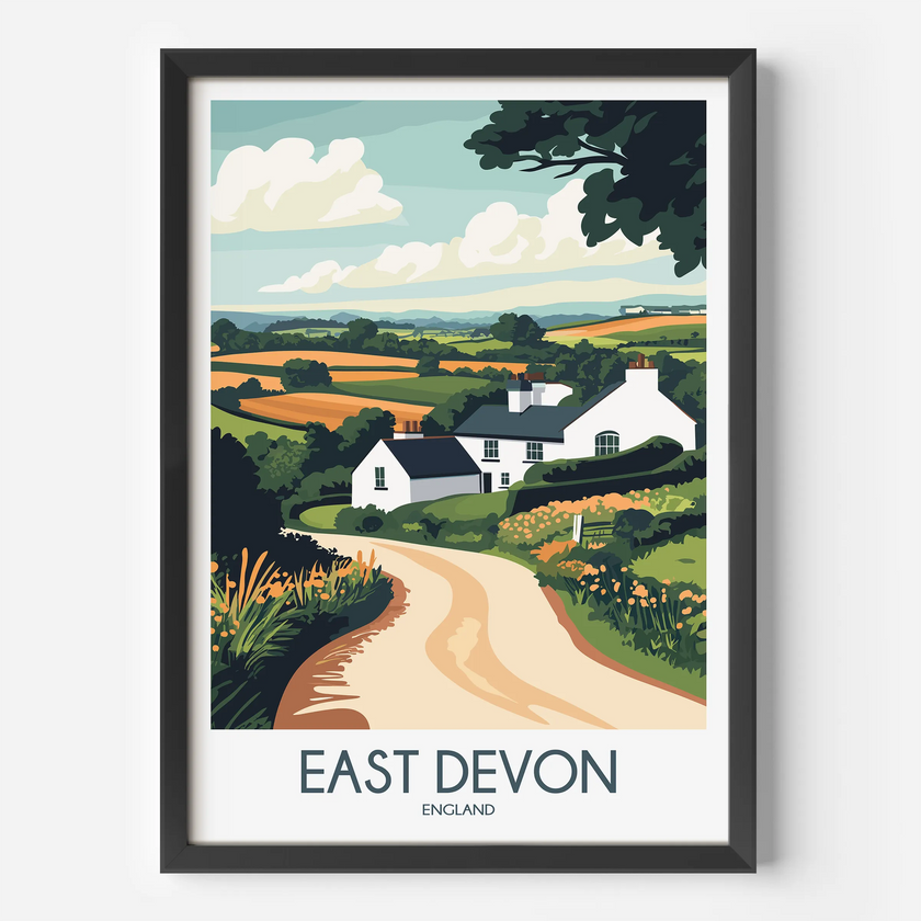 East Devon Retro Travel Illustration