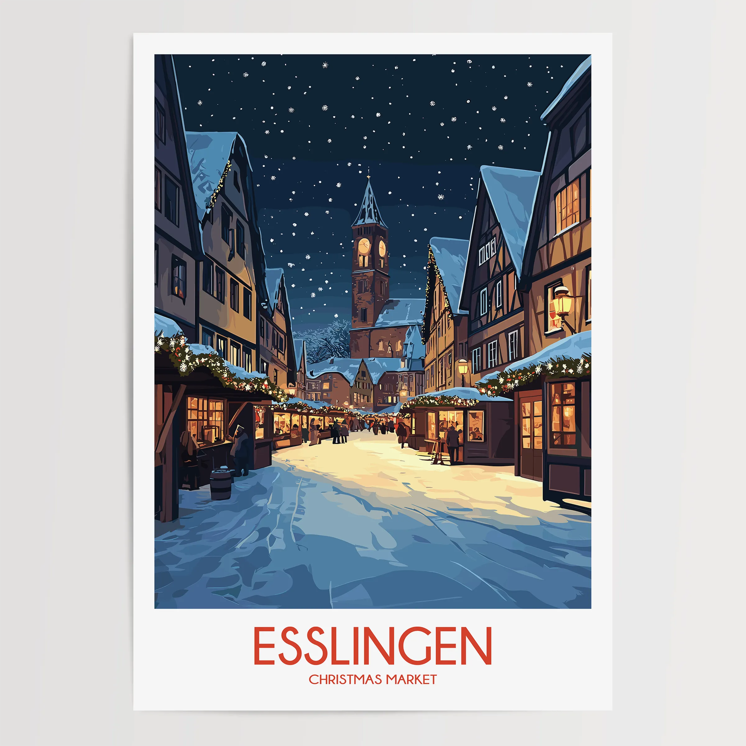Esslingen Retro Travel Illustration