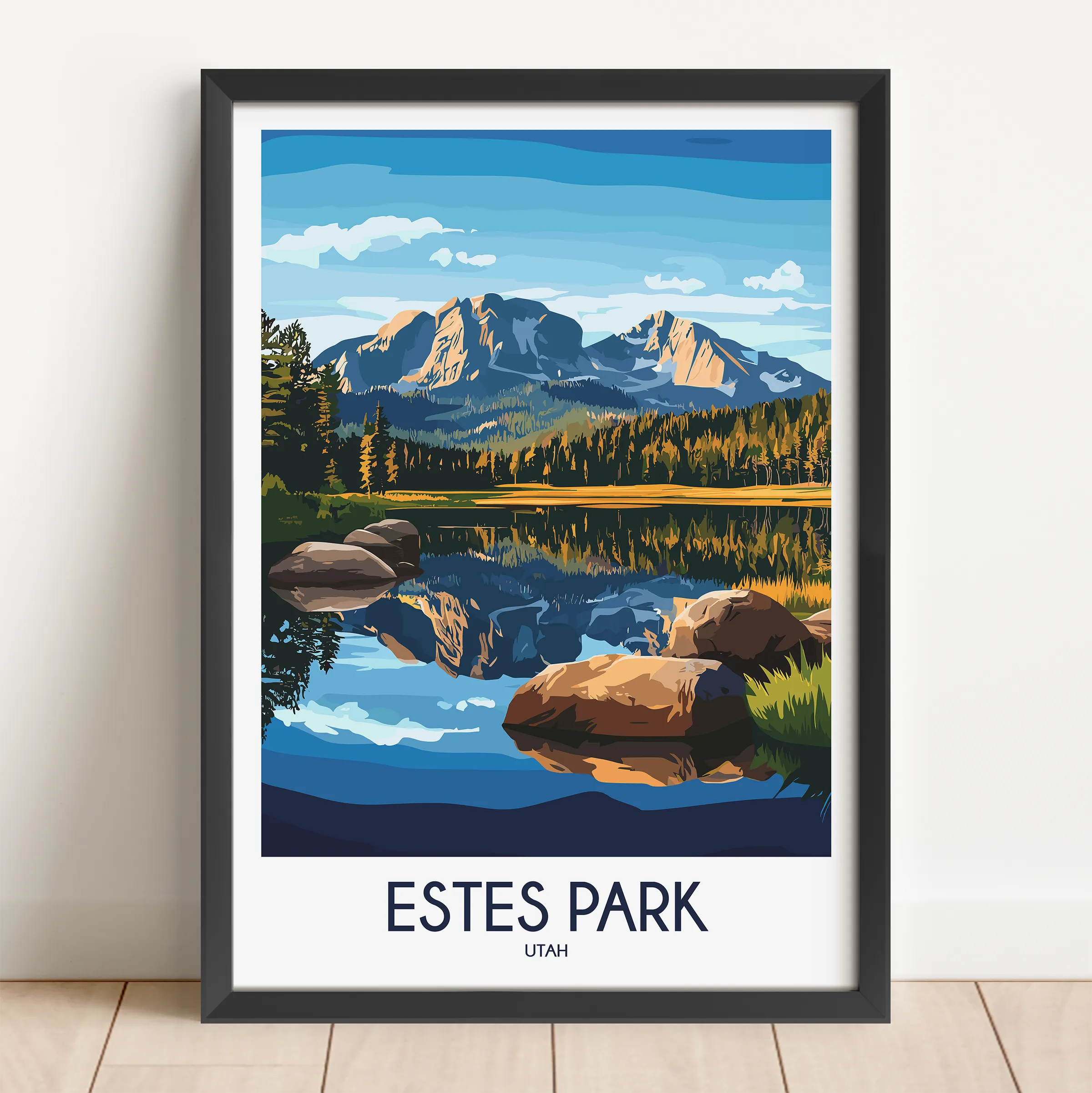 Estes Park Retro Travel Illustration