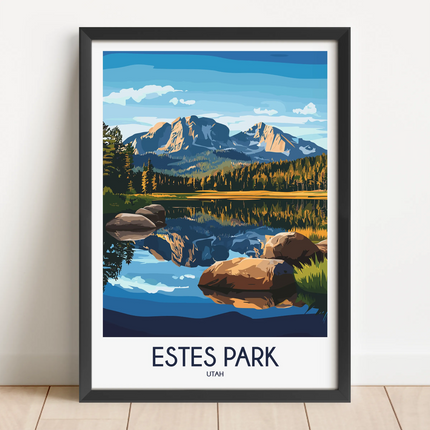 Estes Park Retro Travel Illustration