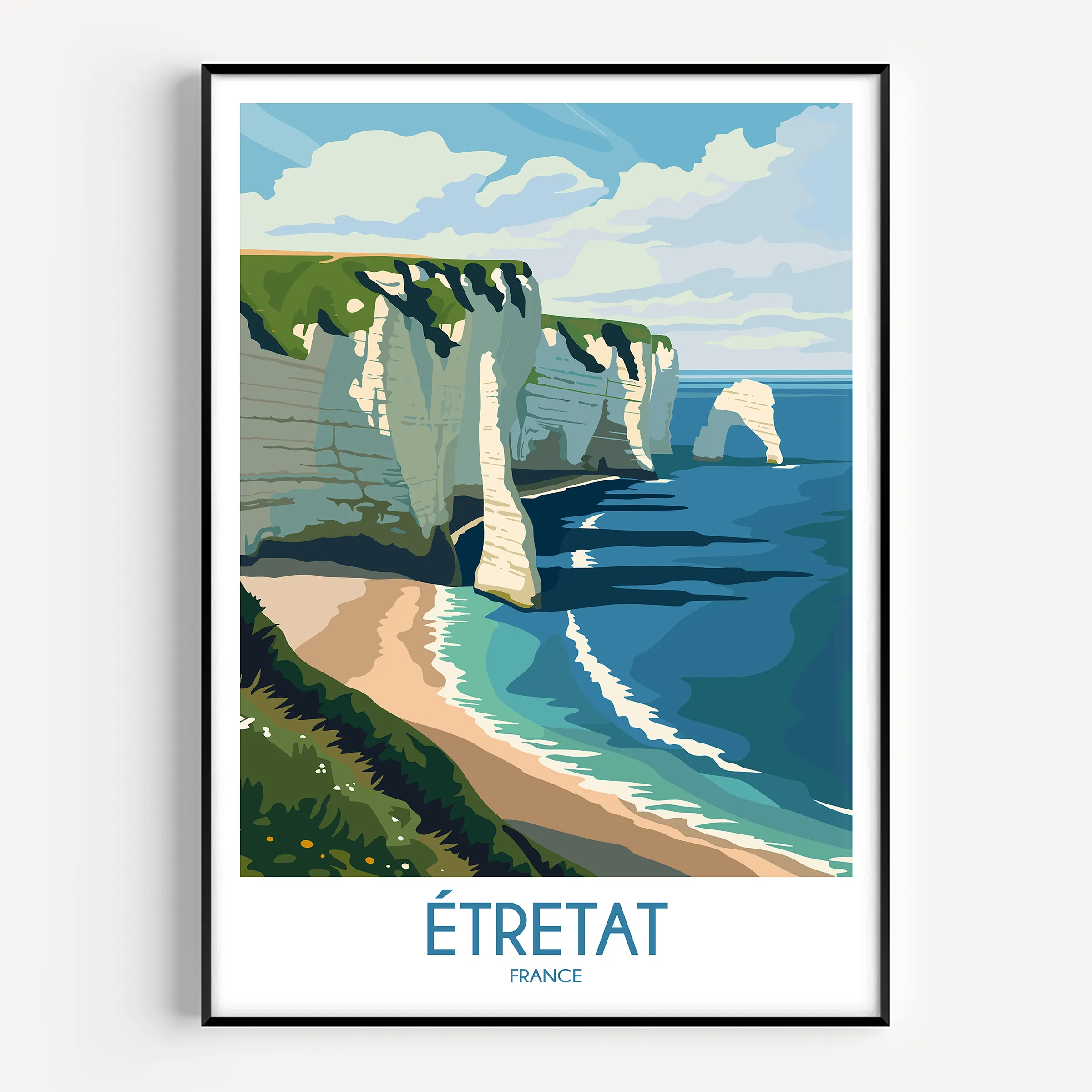 Etretat Retro Travel Illustration