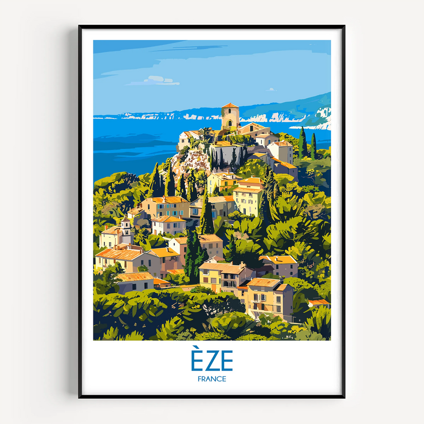 Èze Retro Travel Illustration