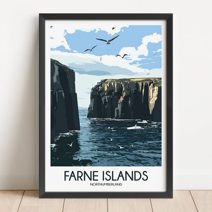 Farne Islands Retro Travel Illustration