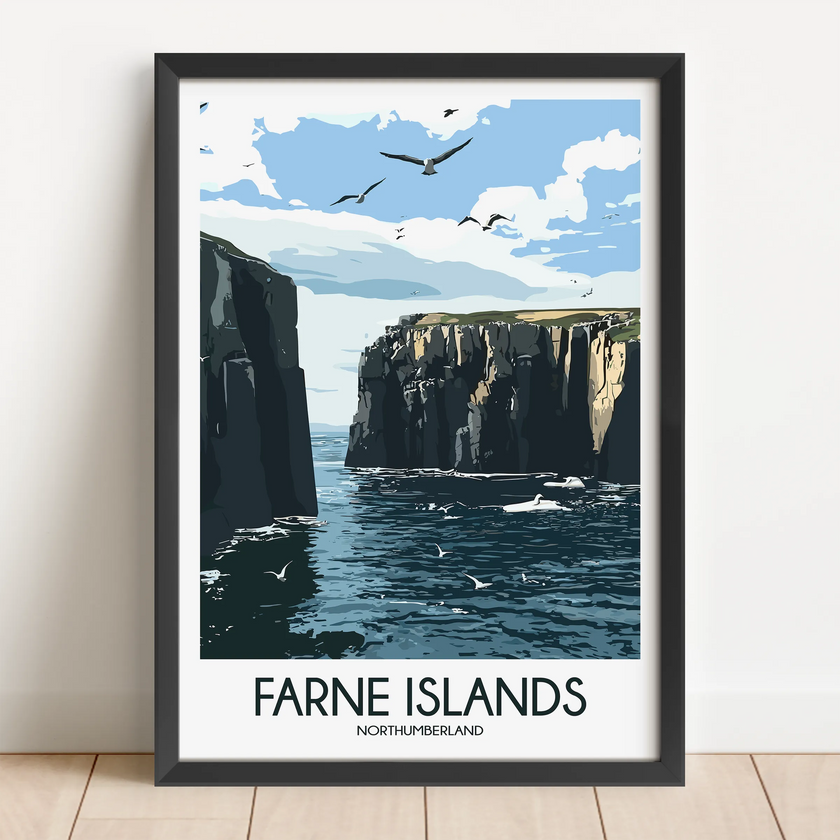 Farne Islands Retro Travel Illustration