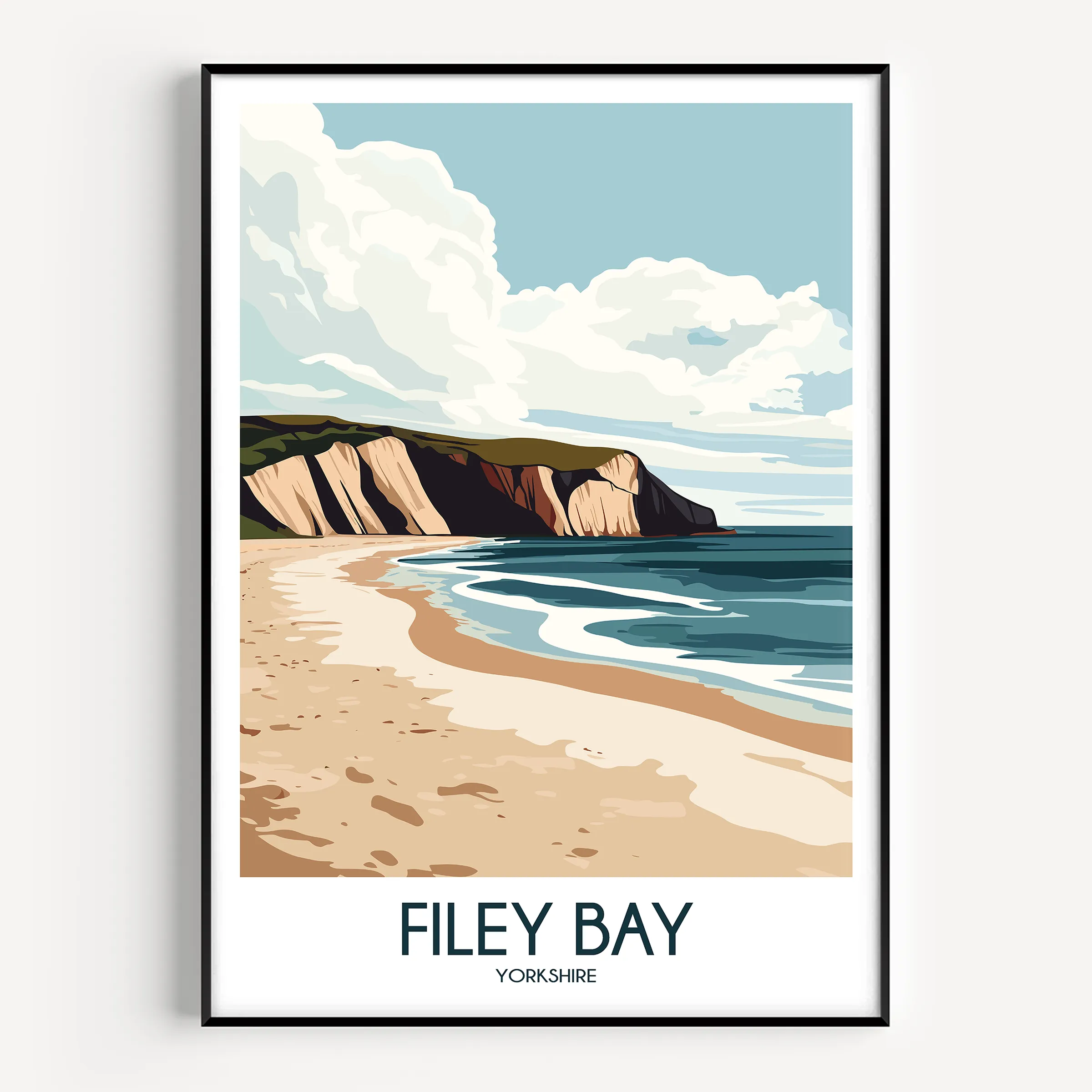 Filey Bay Vintage Style Print