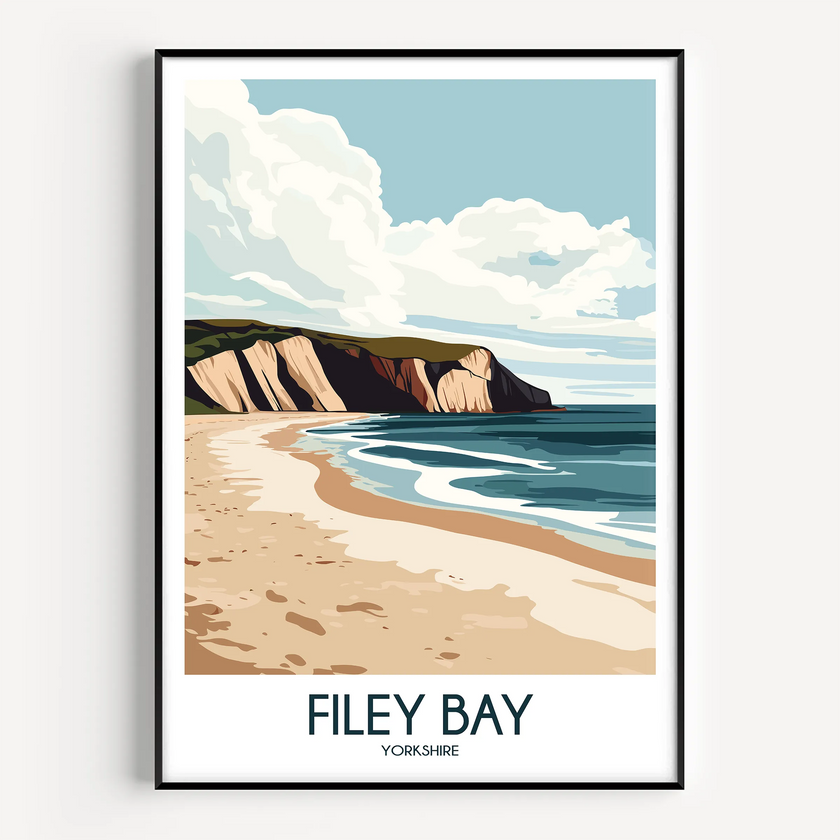 Filey Bay Vintage Style Print