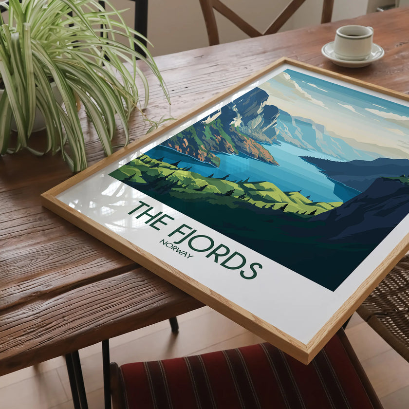 Fjords Retro Travel Illustration