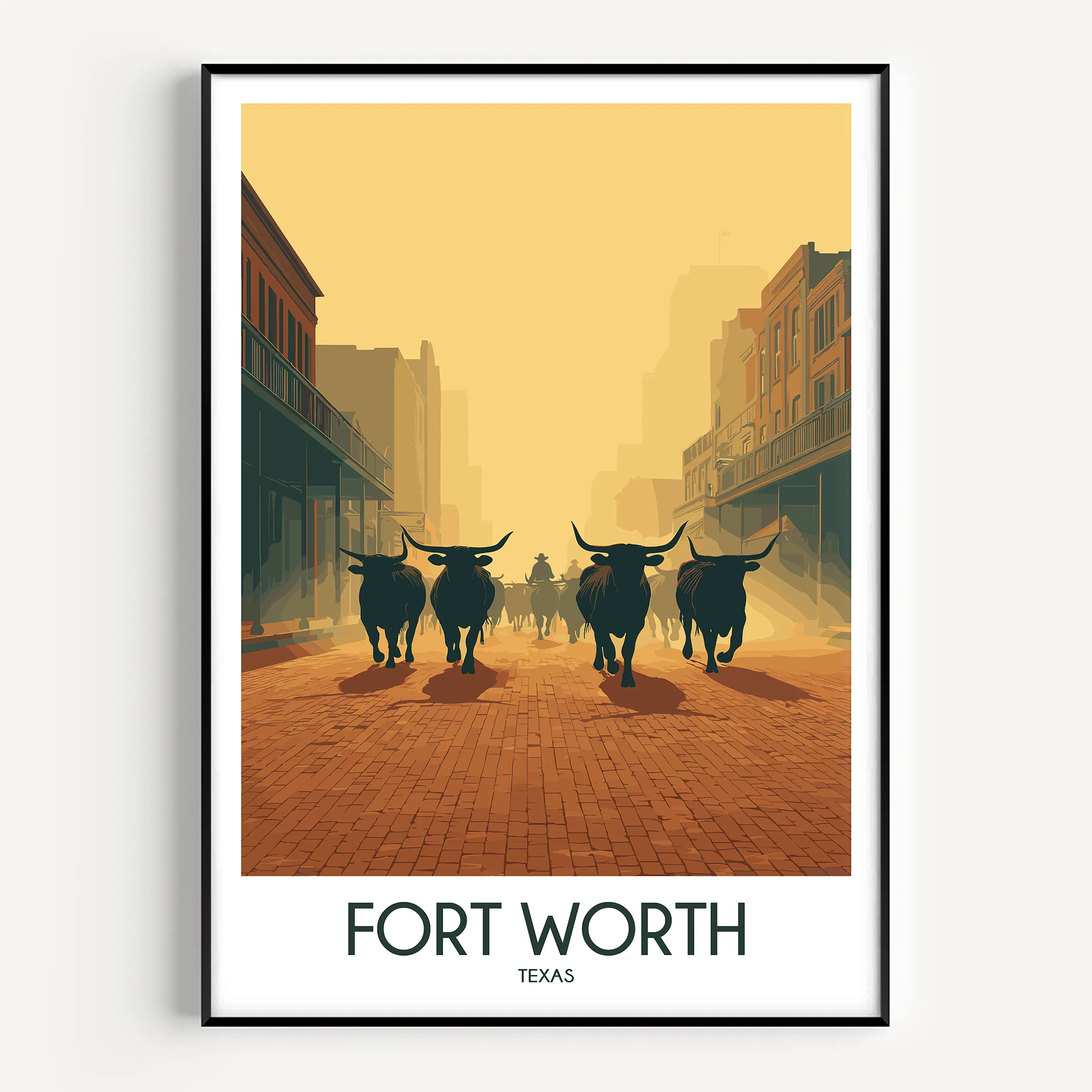 Fort Worth Retro Travel Illustration