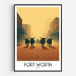 Fort Worth Retro Travel Illustration