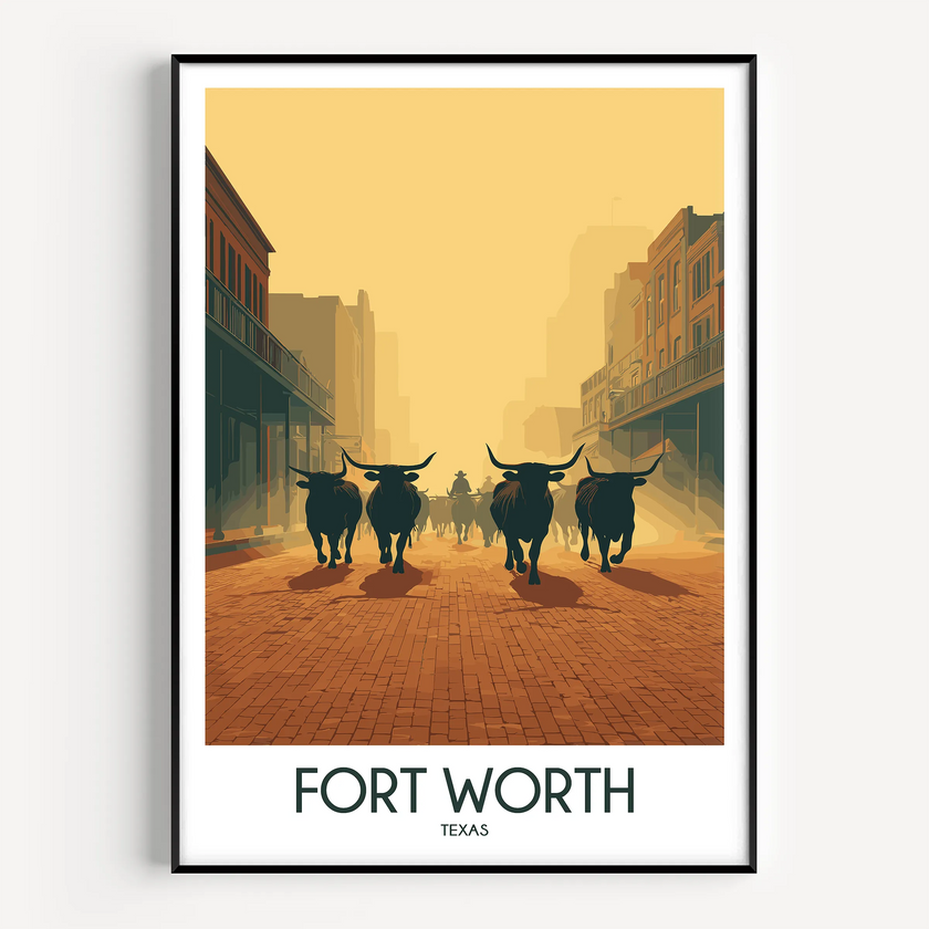 Fort Worth Retro Travel Illustration