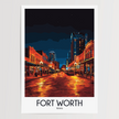 Fort Worth Vintage Style Print