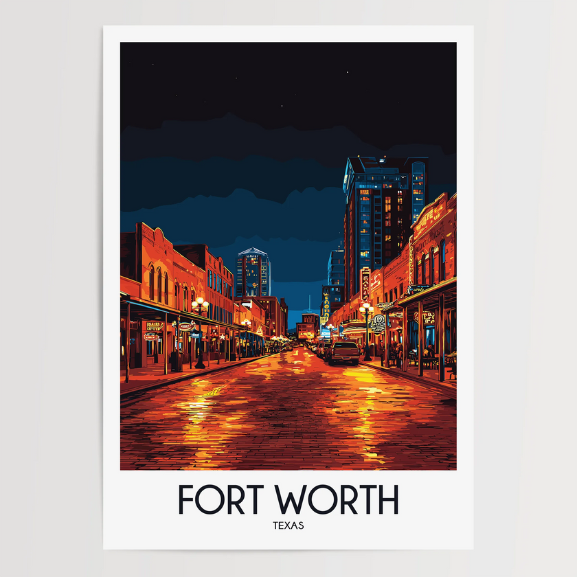 Fort Worth Vintage Style Print
