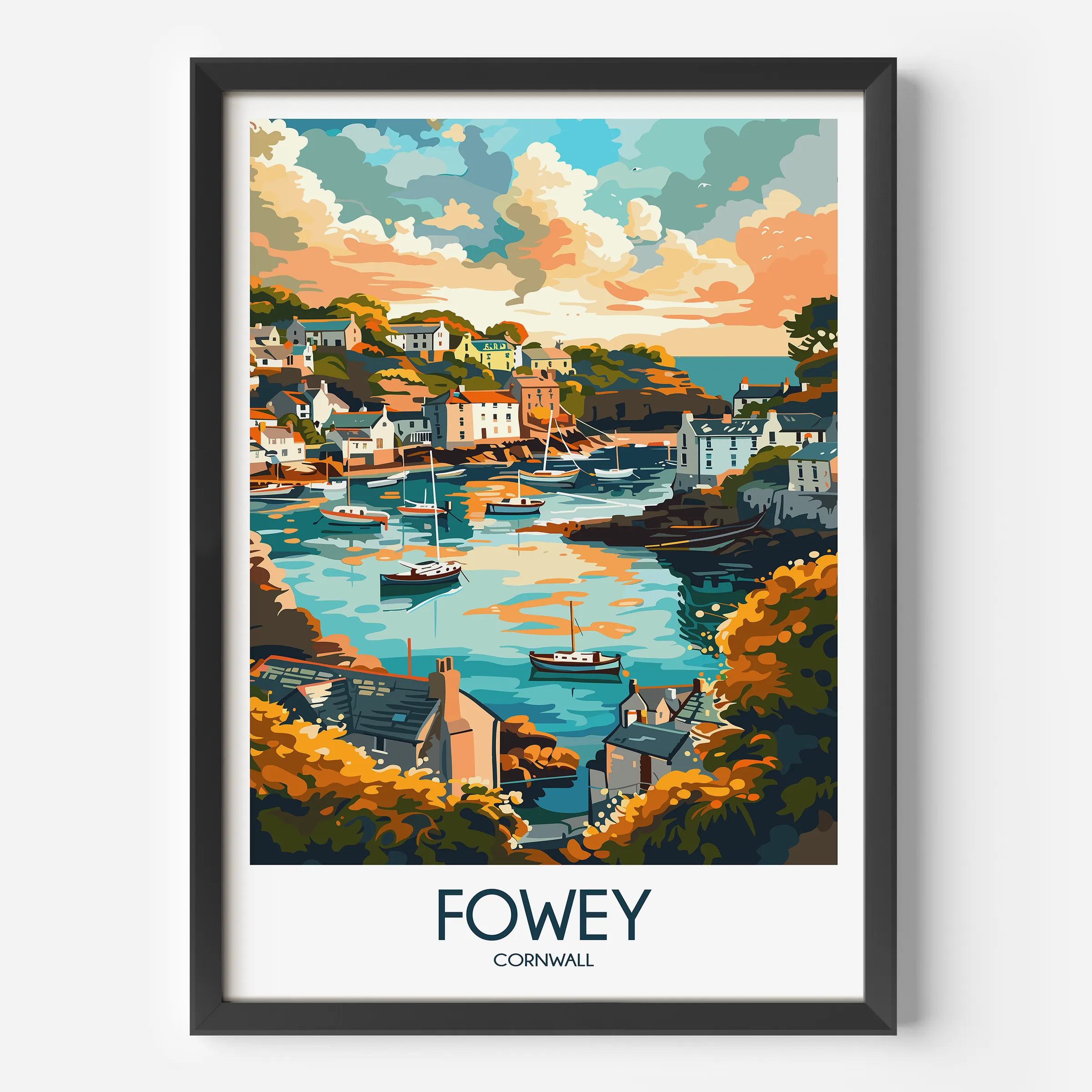 Fowey Modern Travel Poster