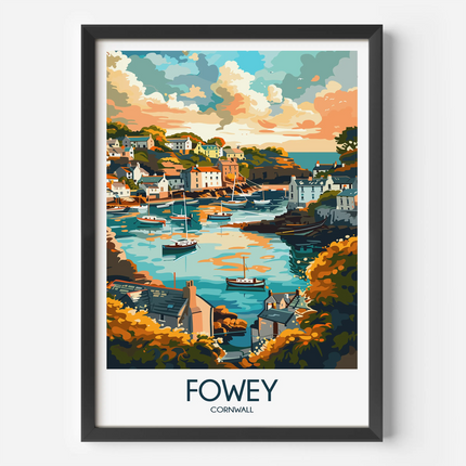 Fowey Modern Travel Poster