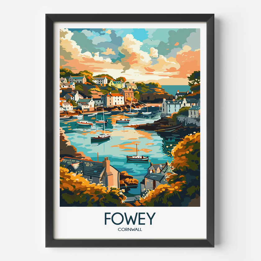 Fowey Modern Travel Poster