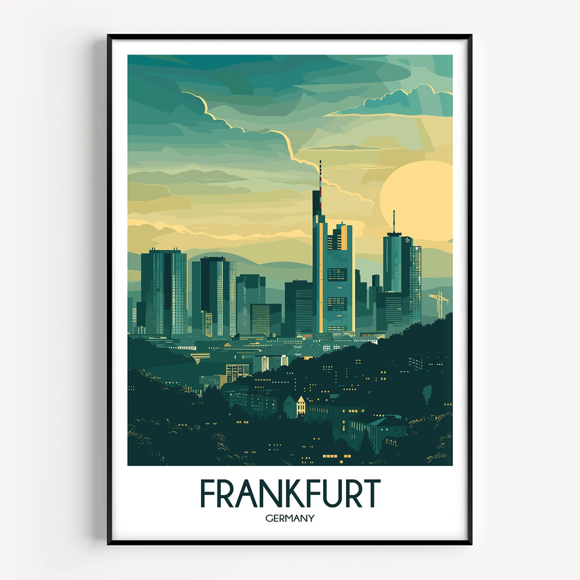 Frankfurt Retro Travel Illustration