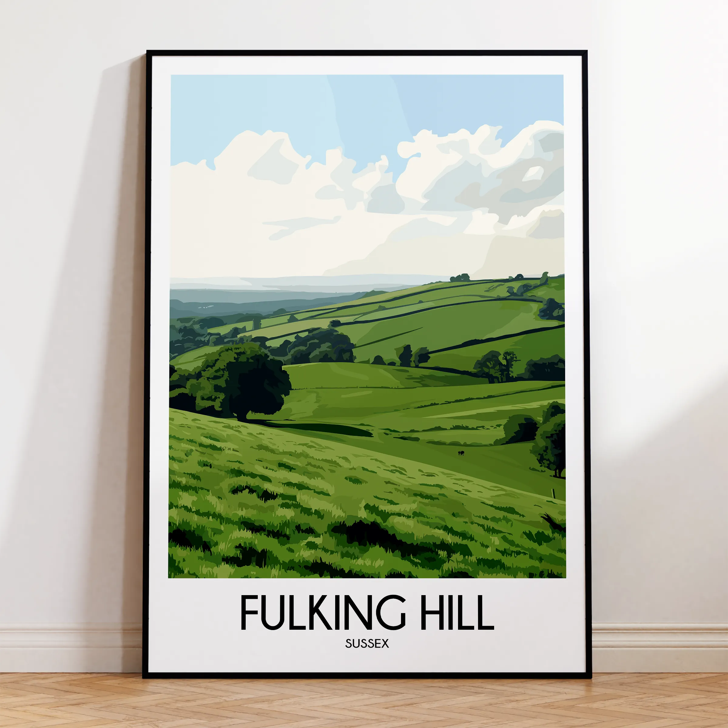 Fulking Hill Modern Travel Poster