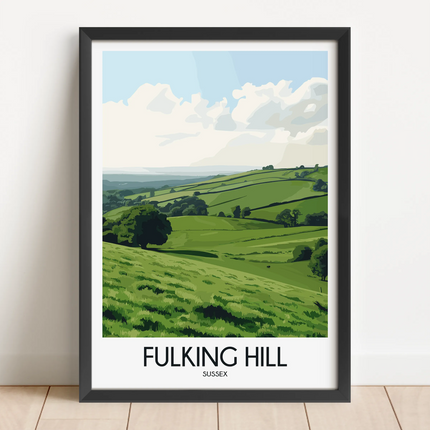 Fulking Hill Retro Travel Illustration
