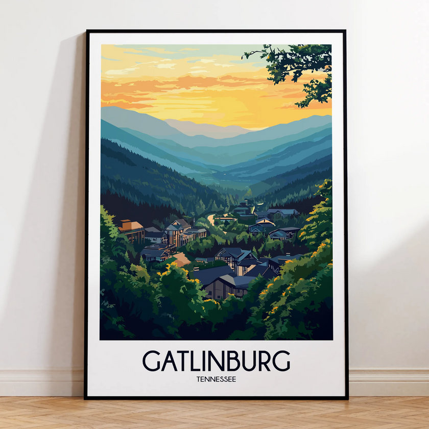 Gatlinburg Retro Travel Illustration