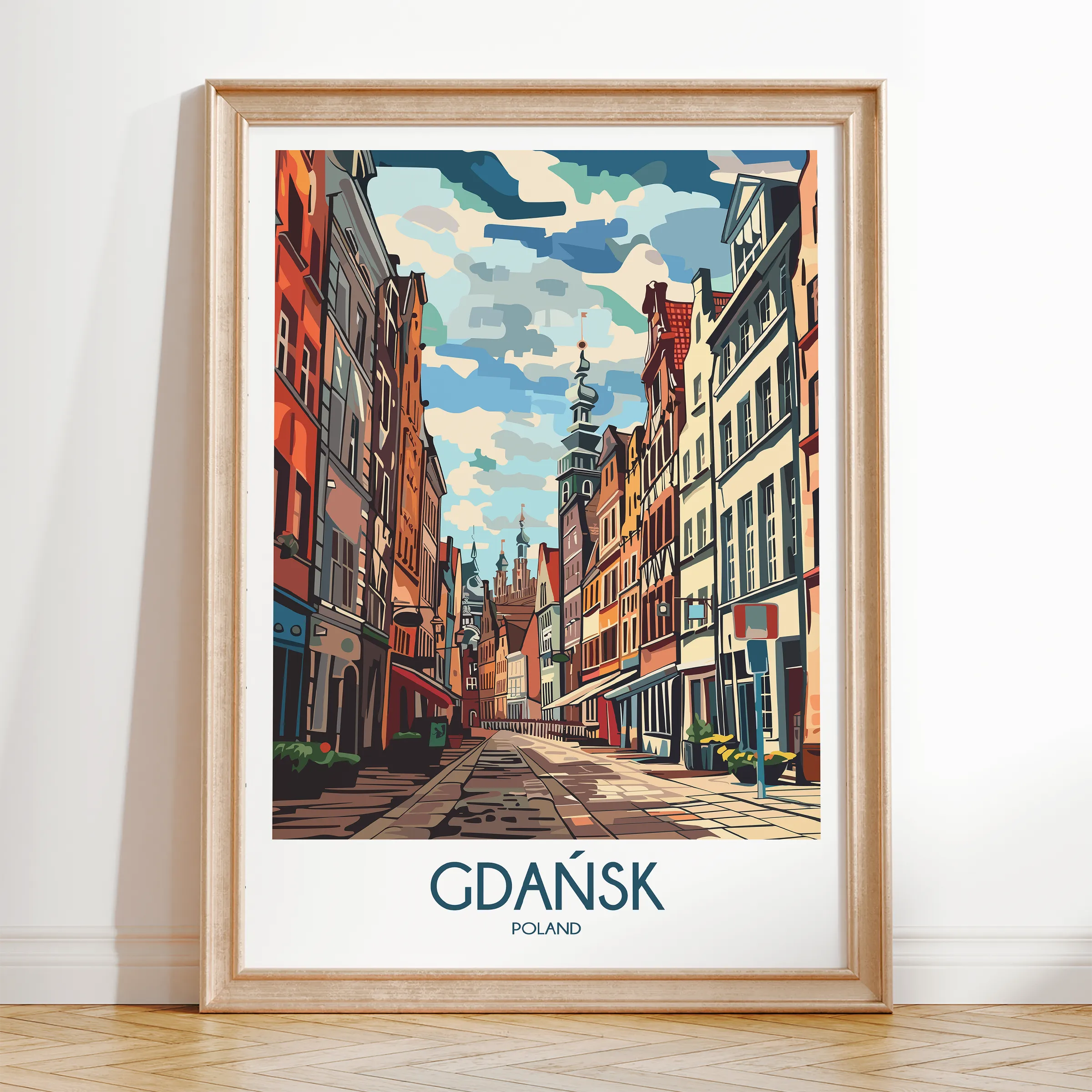 Gdansk Retro Travel Illustration