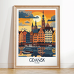 Gdansk Retro Travel Illustration