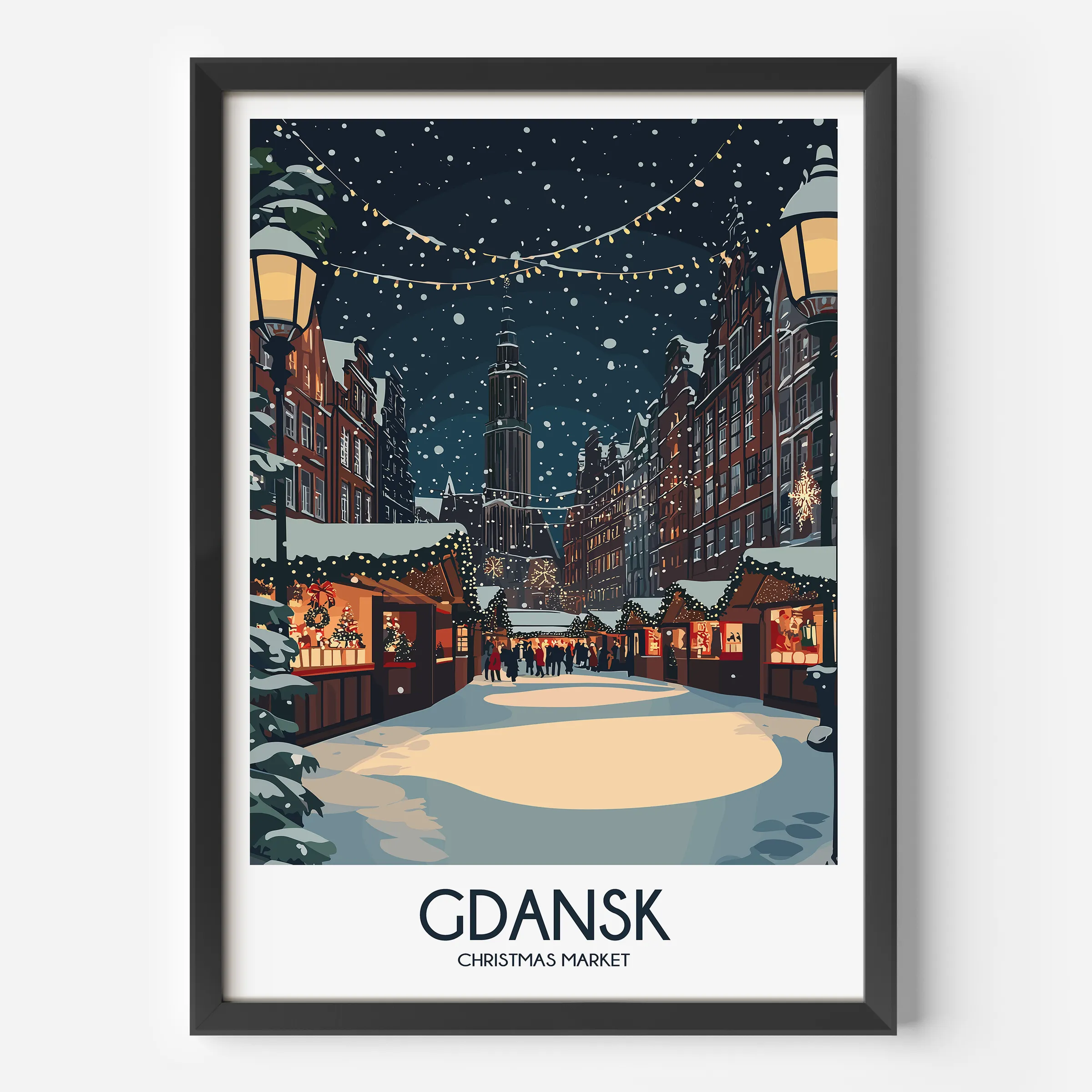 Gdansk Retro Travel Illustration