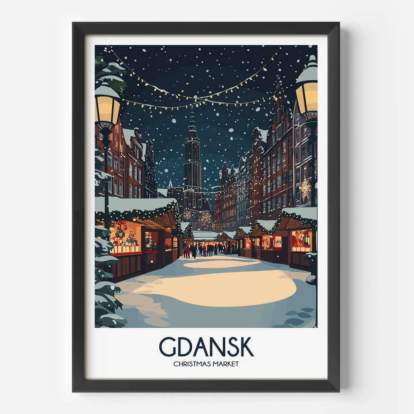 Gdansk Retro Travel Illustration