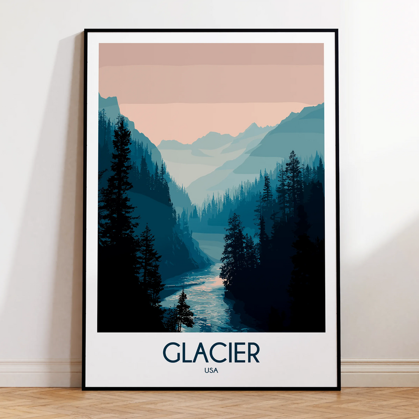 Glacier National Park Minimalist Wall Art