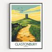 Glastonbury Retro Travel Illustration