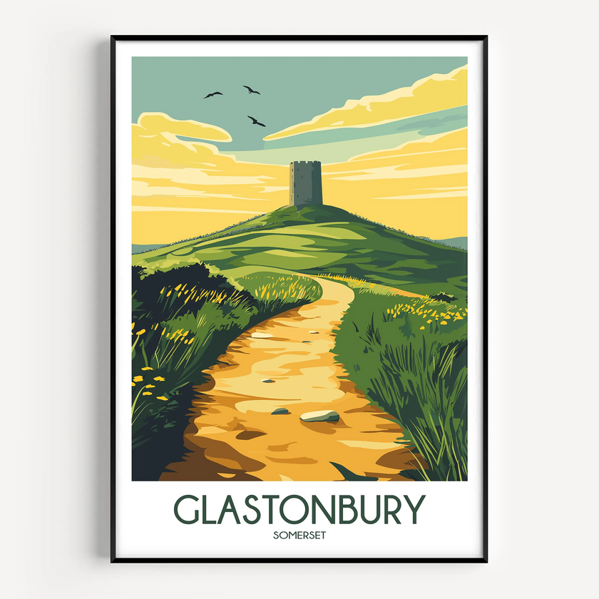 Glastonbury Retro Travel Illustration