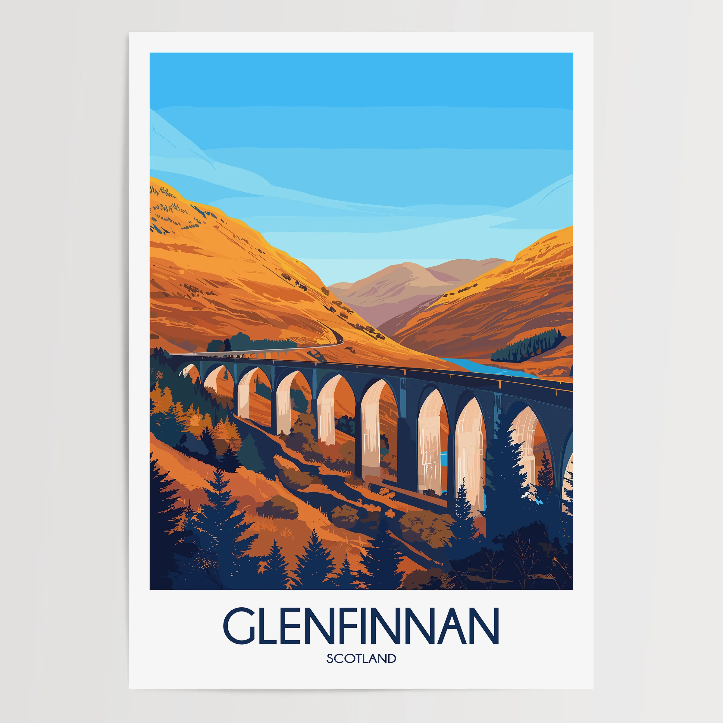 Glenfinnan Retro Travel Illustration