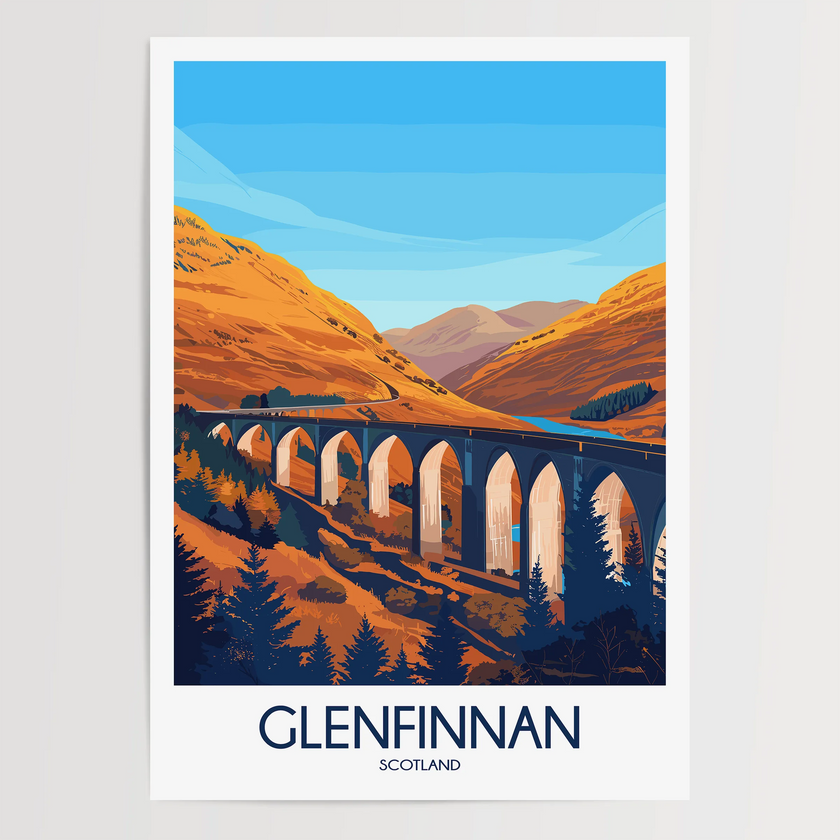 Glenfinnan Retro Travel Illustration
