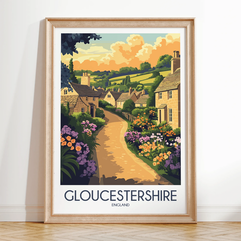 Gloucestershire Retro Travel Illustration