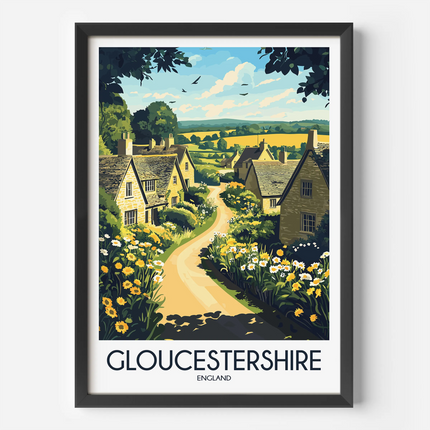 Gloucestershire Retro Travel Illustration