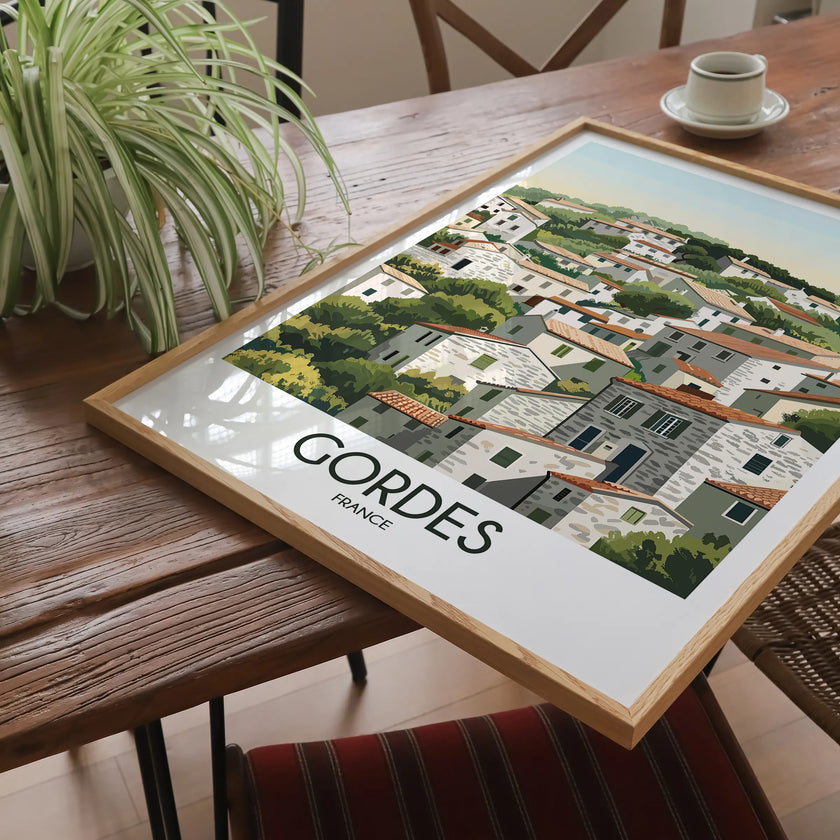 Gordes Retro Travel Illustration