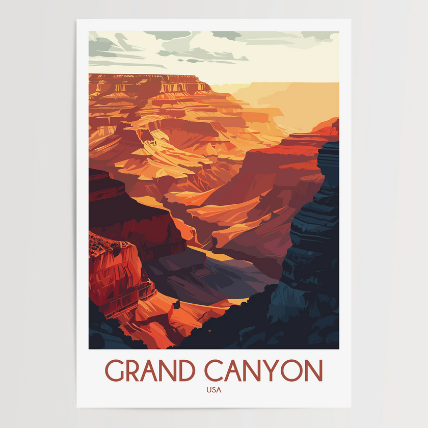 Grand Canyon Retro Travel Illustration