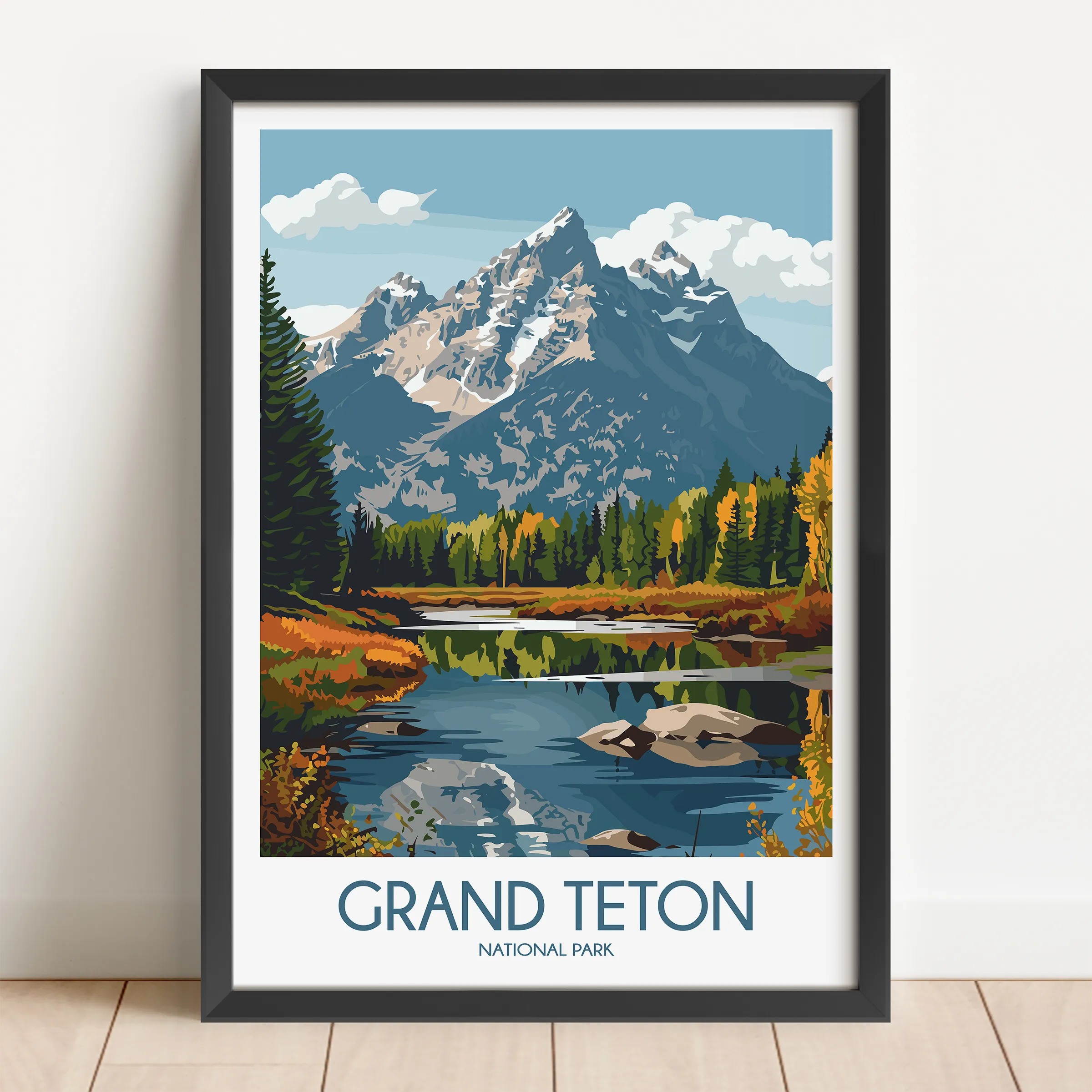 Grand Teton Retro Travel Illustration