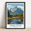Grand Teton Retro Travel Illustration