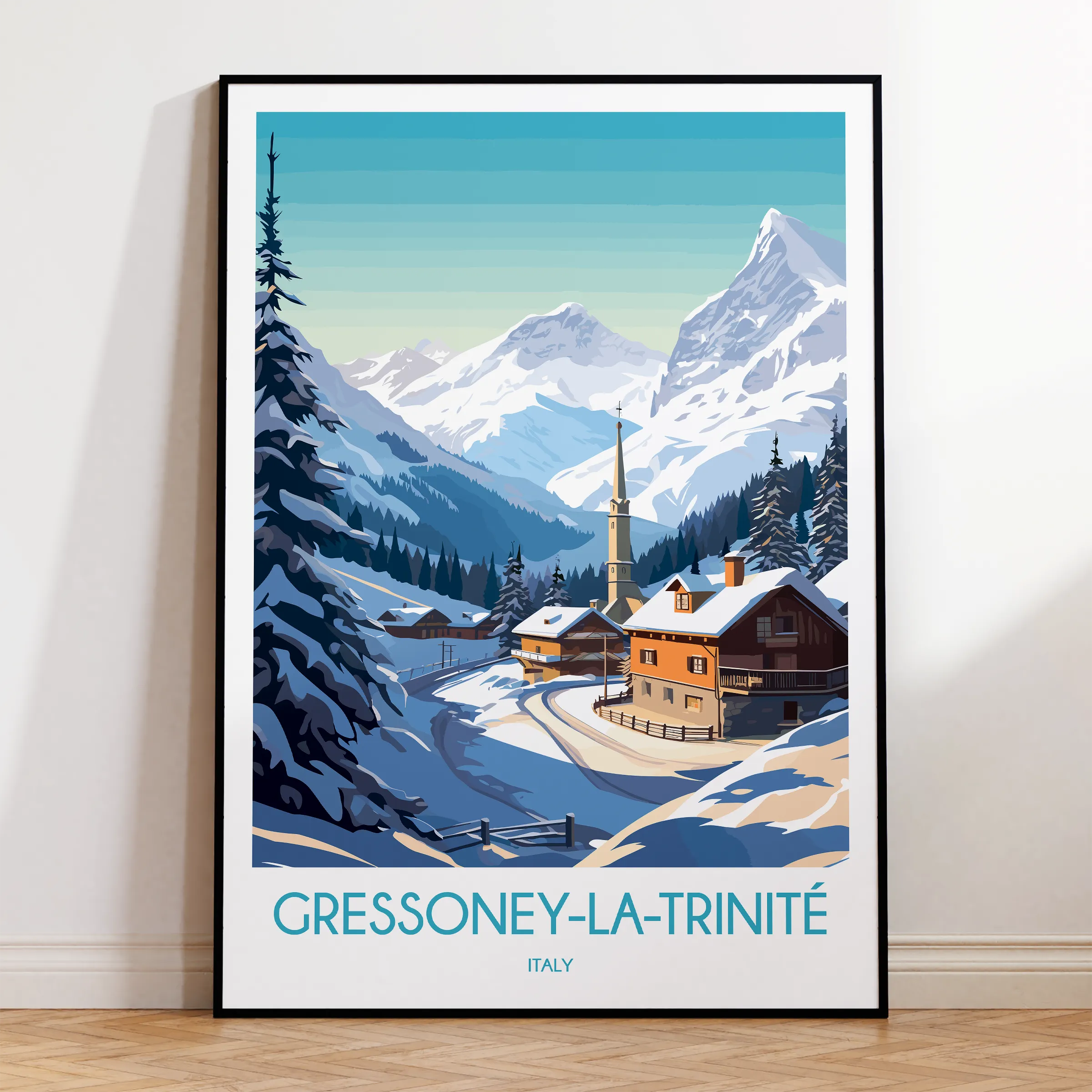 Gressoney Retro Travel Illustration