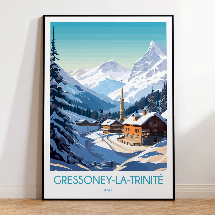 Gressoney Retro Travel Illustration